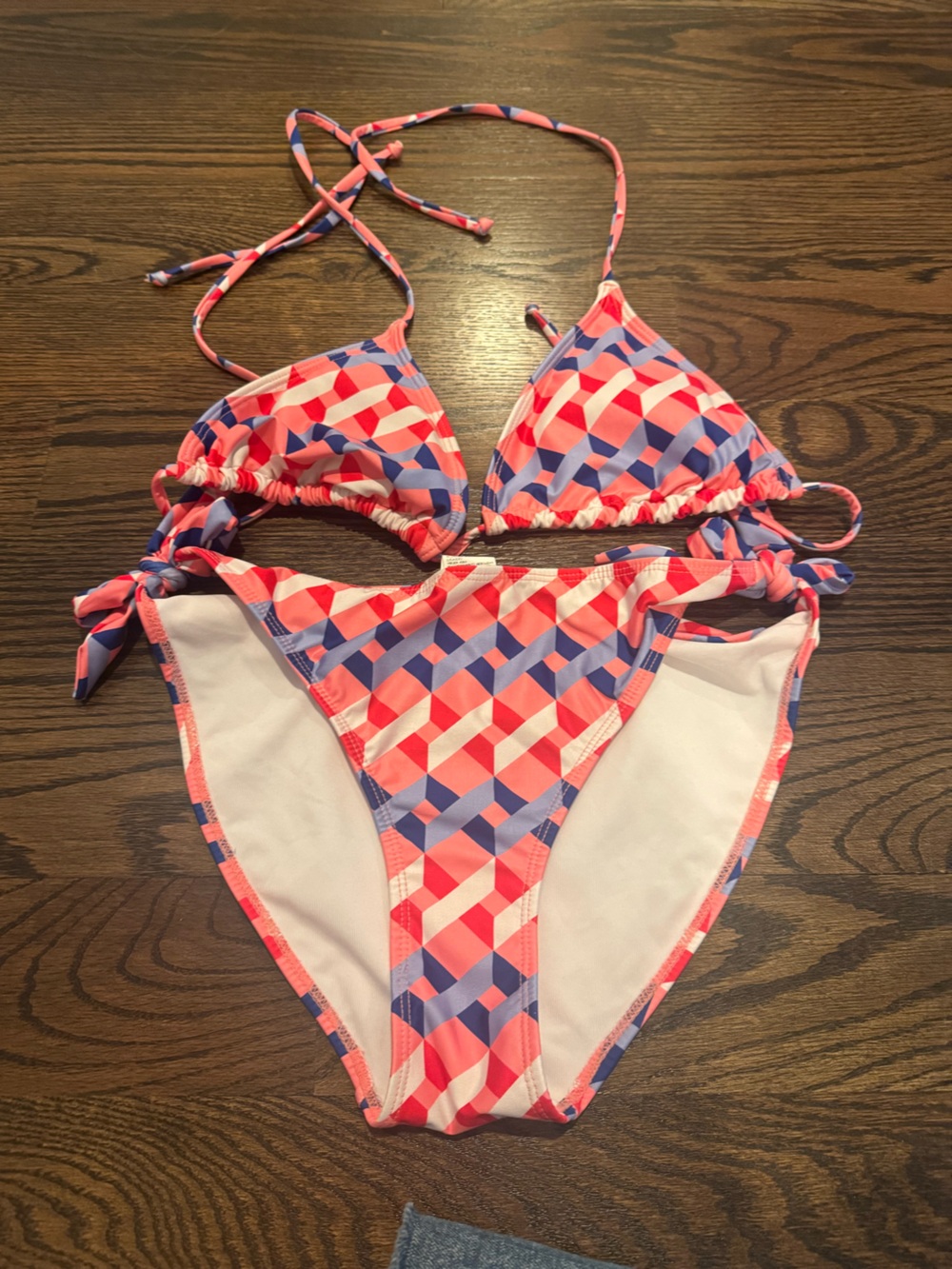 Geometric Pink & Purple Triangle Bikini Set - Women's Swim